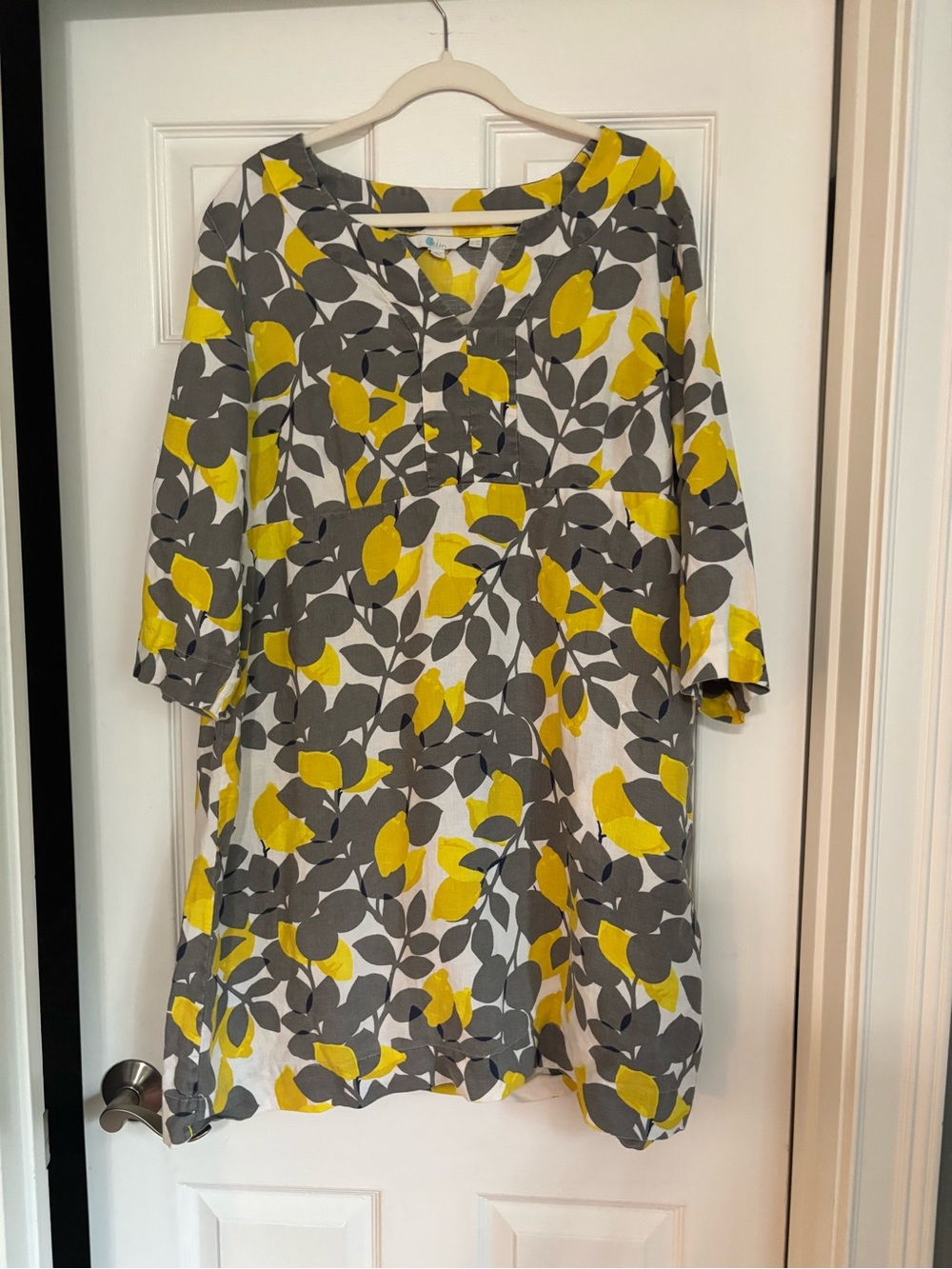 Boden Gray and Yellow Linen Dress 18L